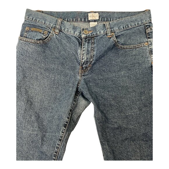 Calvin Klein Juniors Medium Blue Flare Leg Denim Jeans Stretch Sz 11 - Picture 3 of 7